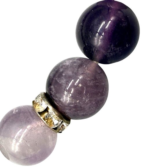 Bracelet Beaded Stretch Purple Gemstone Rhinestone Layering 2 inches diameter - Picture 3 of 4